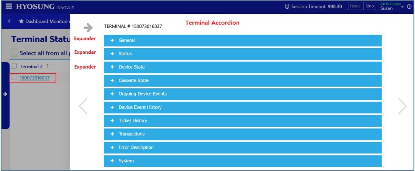 Terminal Accordion panel with all expandable sections