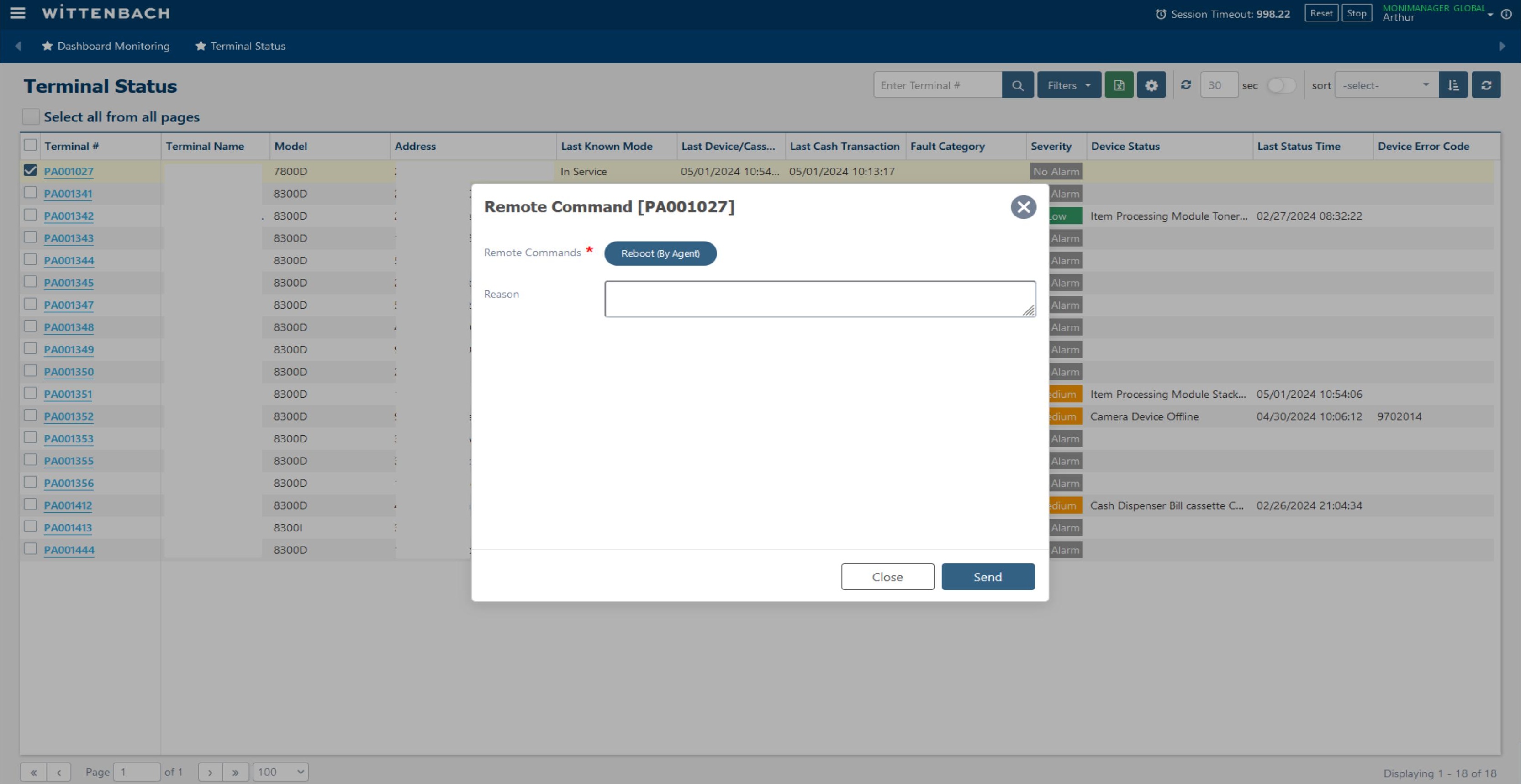 Remote Command dialog