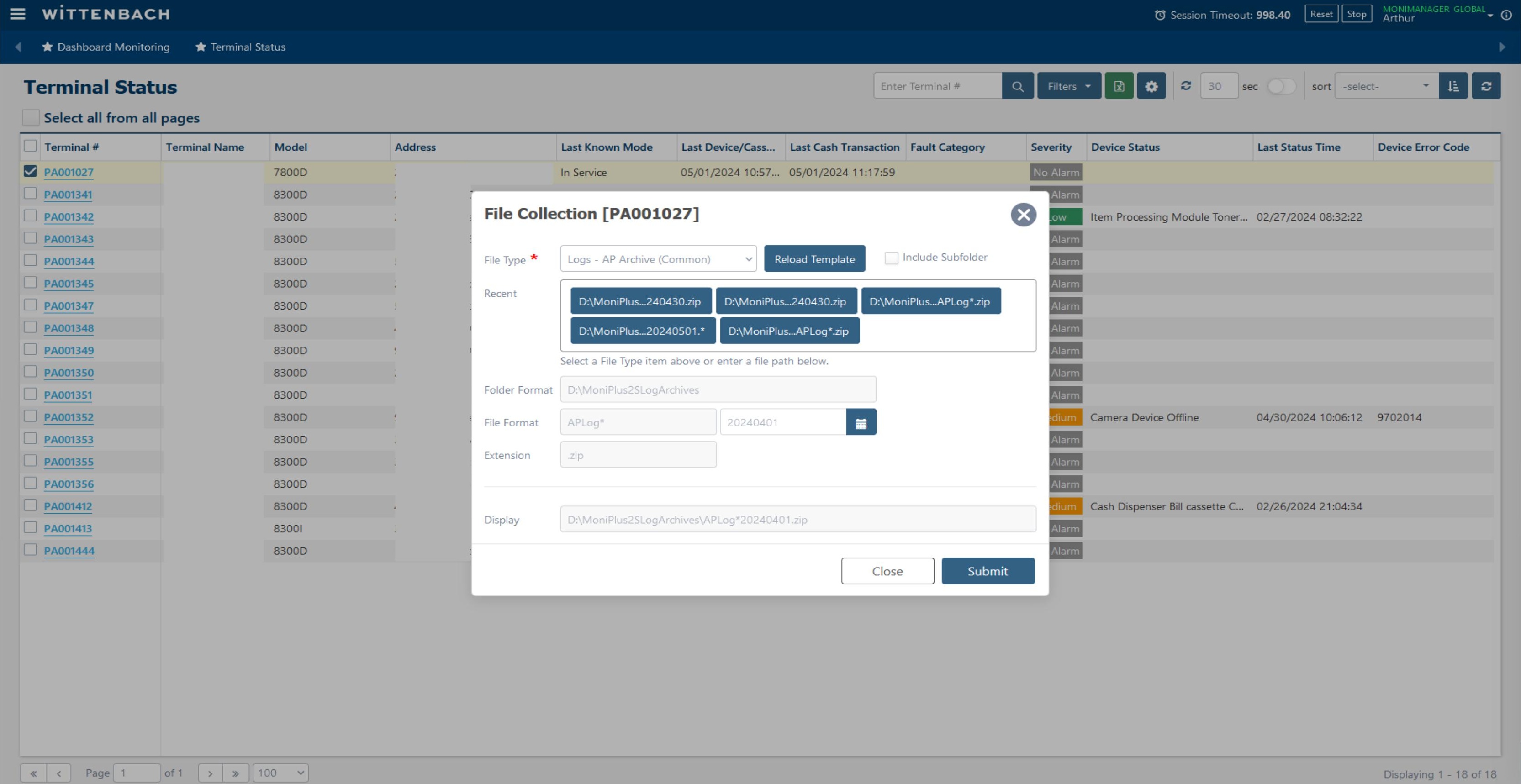 File Collection dialog