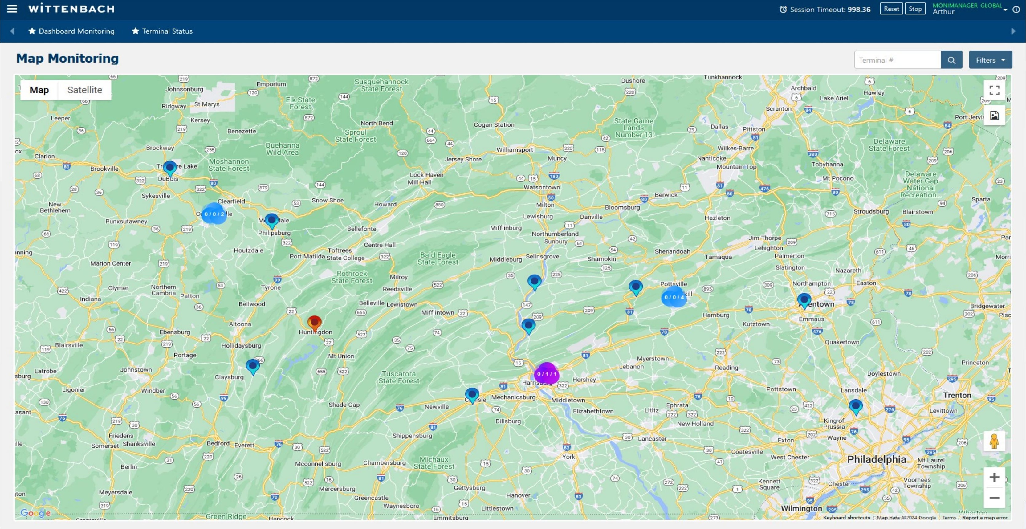 Map Monitoring view
