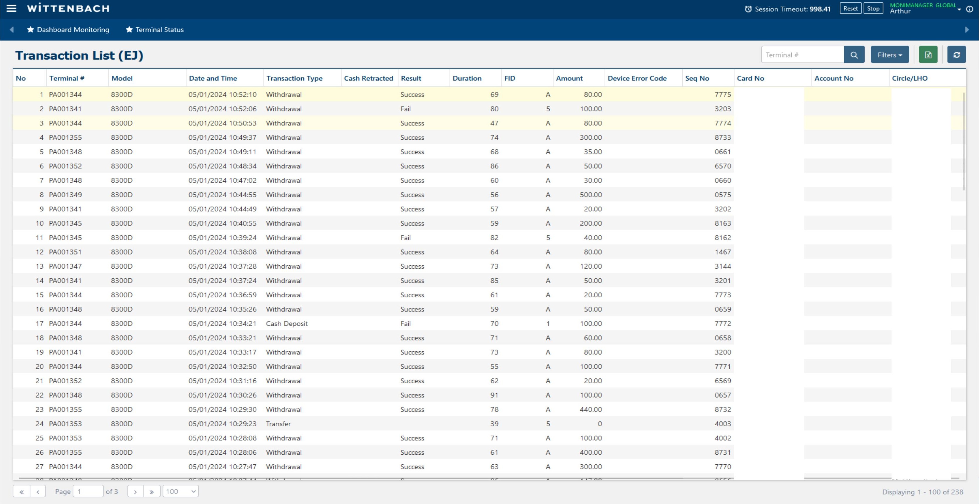 Transaction List EJ